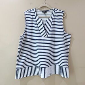 Jones New York Striped Blue White Knit Top Sleeveless Women XXL  Beach New
